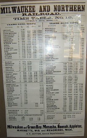 Milwaukee and Northern Time Table