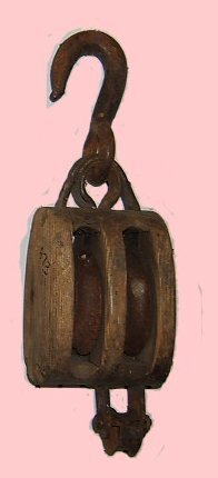 Two shive wooden pulley
