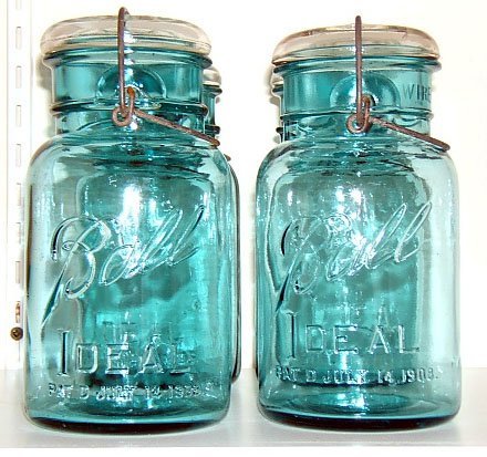 Ball Ideal Blue Glass Jars