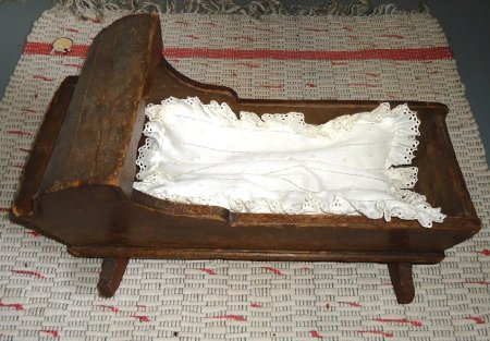 Wooden Doll Cradle With Matress